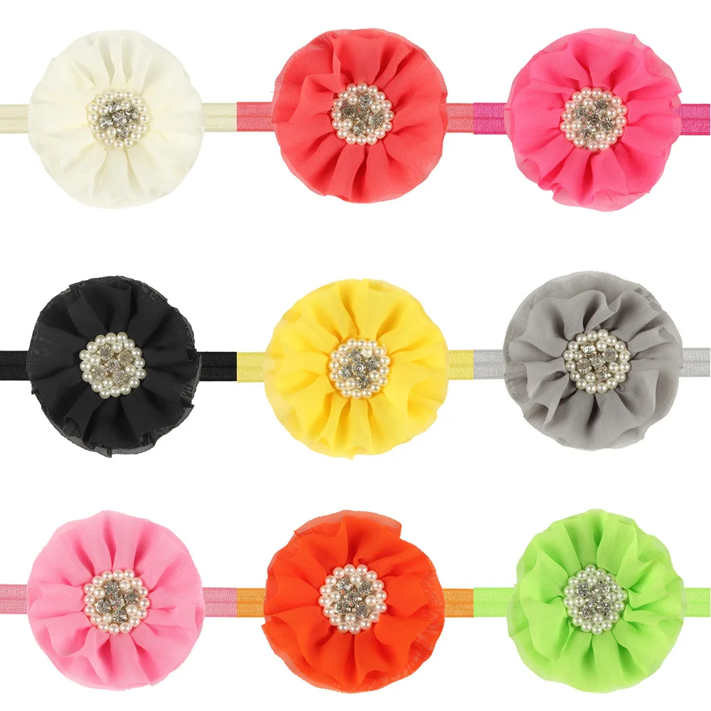1 Piece MAYA STEPAN Children Pearls Rhinestone Flower Head Hair Band Flowers Accessories Baby Newborn Headband Headwear Headwrap | Детская