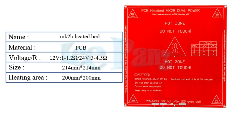 12V 3D принтер горячая кровать для печатных плат Mk2a 214x214 мм RepRap тепловая красный MK2