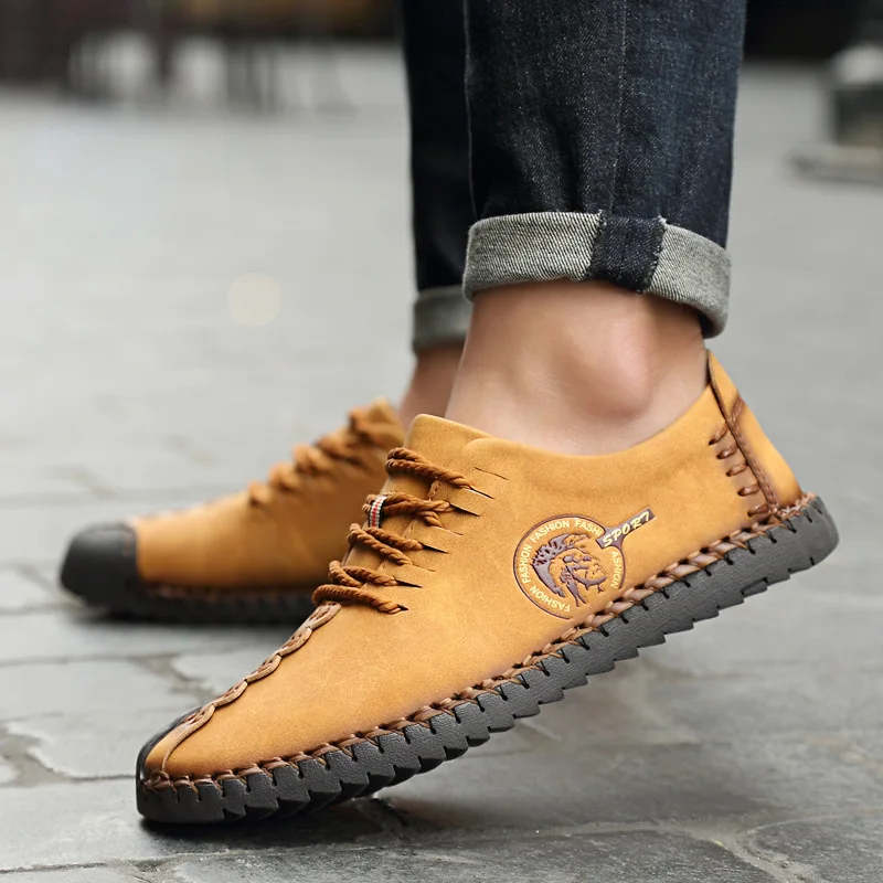 2019 New Super Spring Casual Shoes Men Leather handmade vintage High Tops Male boots summer sneakers hombres plus sizes 46 | Обувь