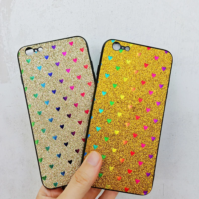 Модные песчинки блеск сердце любовь чехол для iPhone X XS Max XR жесткий iphone 8 7 6 S Plus