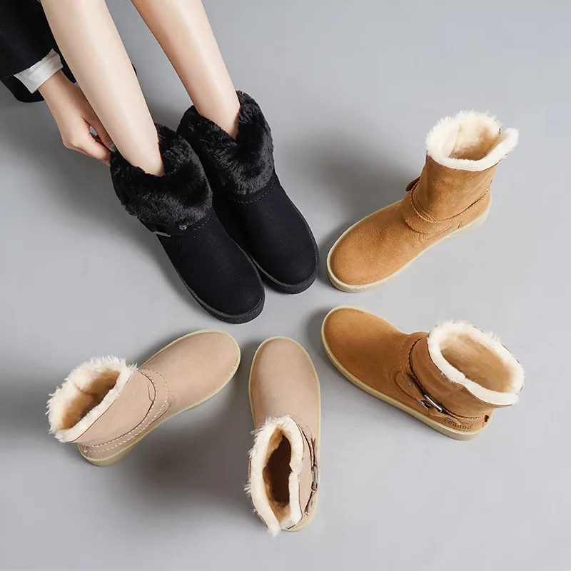Botas mujer Повседневная обувь Женские модные брендовые зимние ботинки теплые до