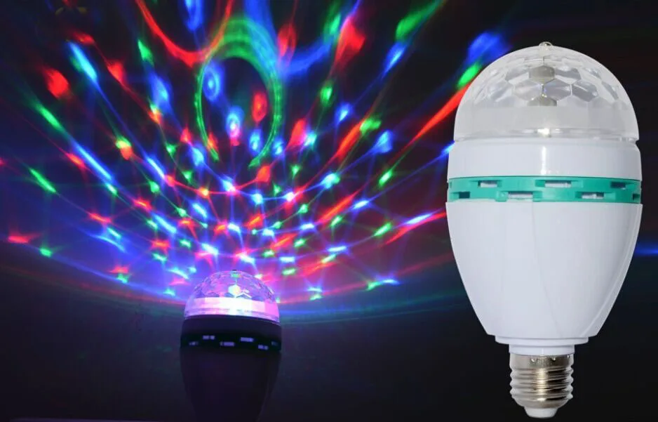 E27 3 Вт красочный Авто вращающийся RGB светодиодный светильник сценический светильник диско DJ вечерние лампы Праздничная лампа для бара KTV светильник ing голосовой контроль