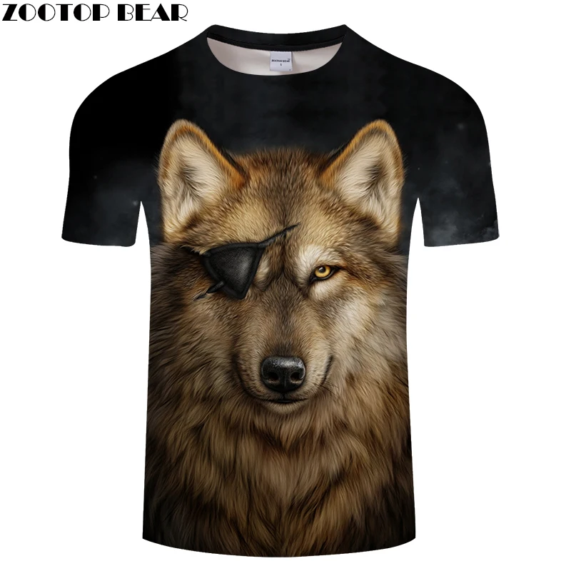 Футболка Мужская/Женская с 3D-принтом One Eyed Wolf летние Забавные топы коротким