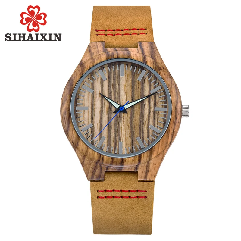 SIHAIXIN оригинальные брендовые оригинальные мужские деревянные часы повседневный дизайн кварцевые часы наручные мужские часы curren - Цвет: Синий