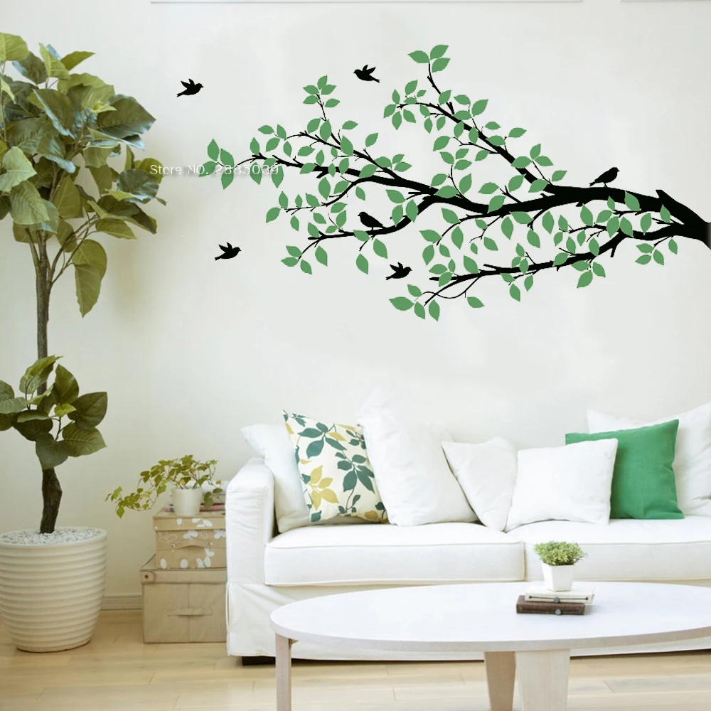DIY самоклеящиеся дерево наклейки на стене для Гостиная ветки листья птицы Декоративная Виниловая наклейка ребенок Декорации для детских садов LC1327