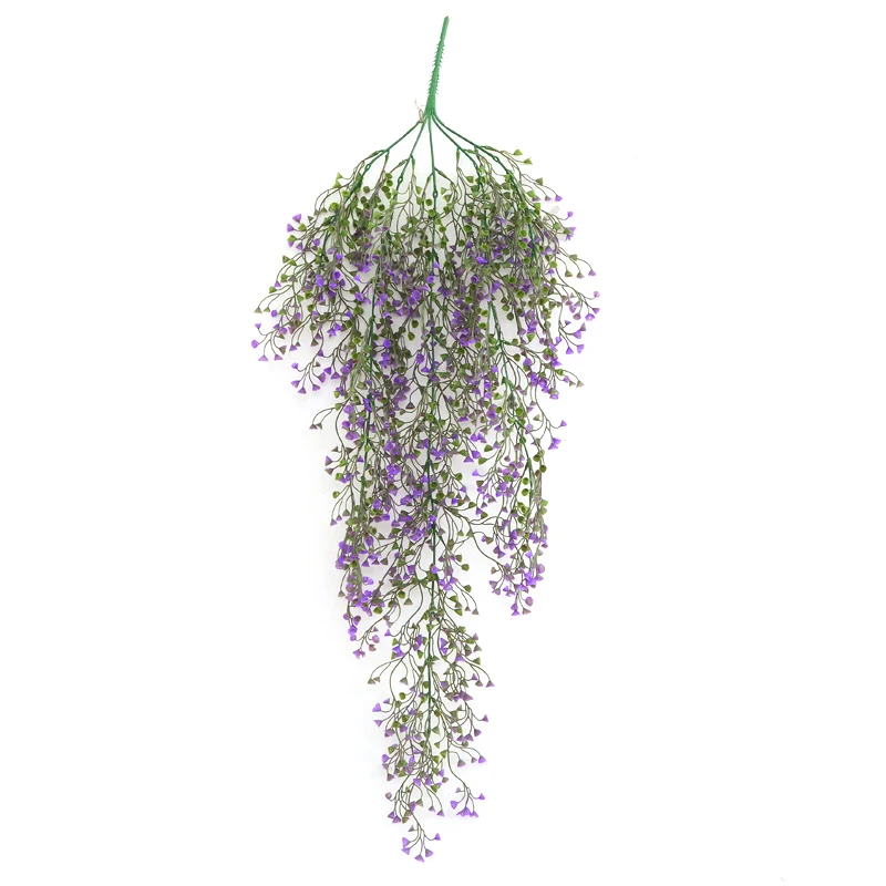 Лиловый Зеленое фиолетовое искусственное растение, шелковая стена, лоза, цветок, украшение для свадебной вечеринки, искусственный цветок, лоза, Рождественское украшение для дома, венок - Цвет: Лиловый