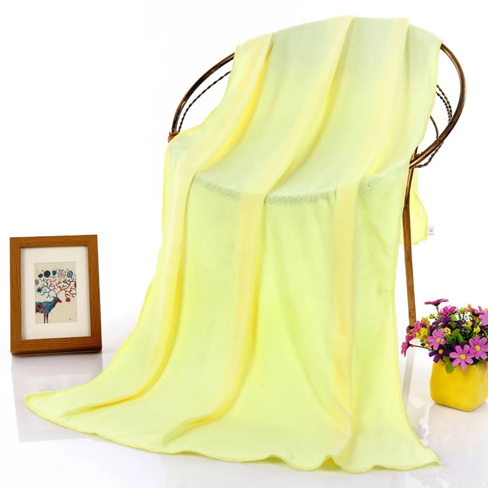 Light yellow 1 шт. быстросохнущее банное полотенце из микрофибры, одноцветное пляжное полотенце для сушки, мягкое спортивное полотенце для плавания, домашние изделия для ванной комнаты - Цвет: Light yellow