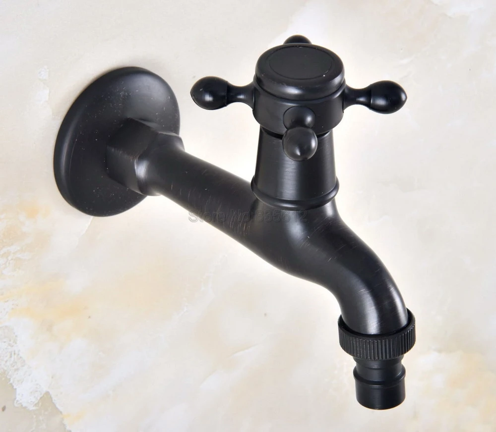 

Black Oil Rubbed Bronze Wall Mounted Cold Water Wall Tap Garden Faucet Washing Machine Water Tap tav345