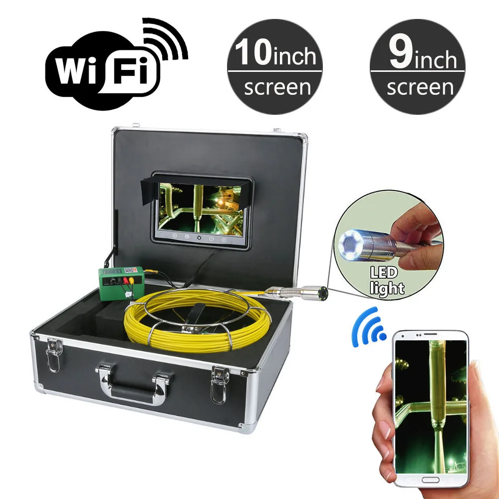 Видеокамера эндоскоп с кабелем 10/9 дюймов Wi Fi 1000 TVL 20 50 метров|Камеры