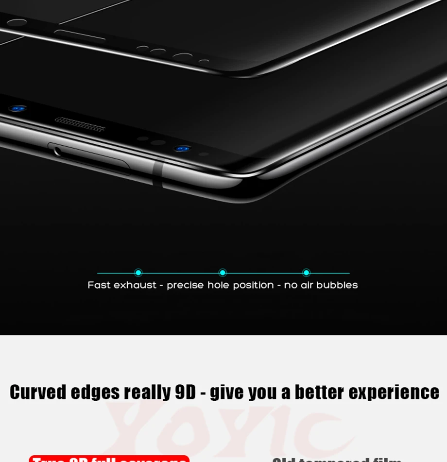 YOYIC 9D полностью изогнутое закаленное стекло для samsung Galaxy S9 S8 Plus S6 S7 Edge Защита экрана для samsung Note 8 9 стеклянная пленка