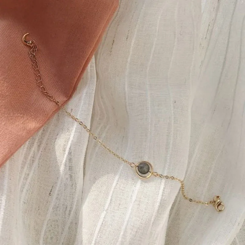 2018 МИЛЫЙ натуральный камень бусы цепочка луна кулон браслет браслеты для женщин