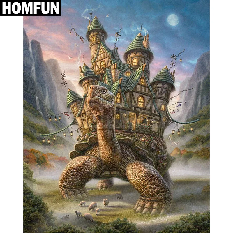 Алмазная живопись HOMFUN A00323 картина Черепаха с полными квадратными/круглыми