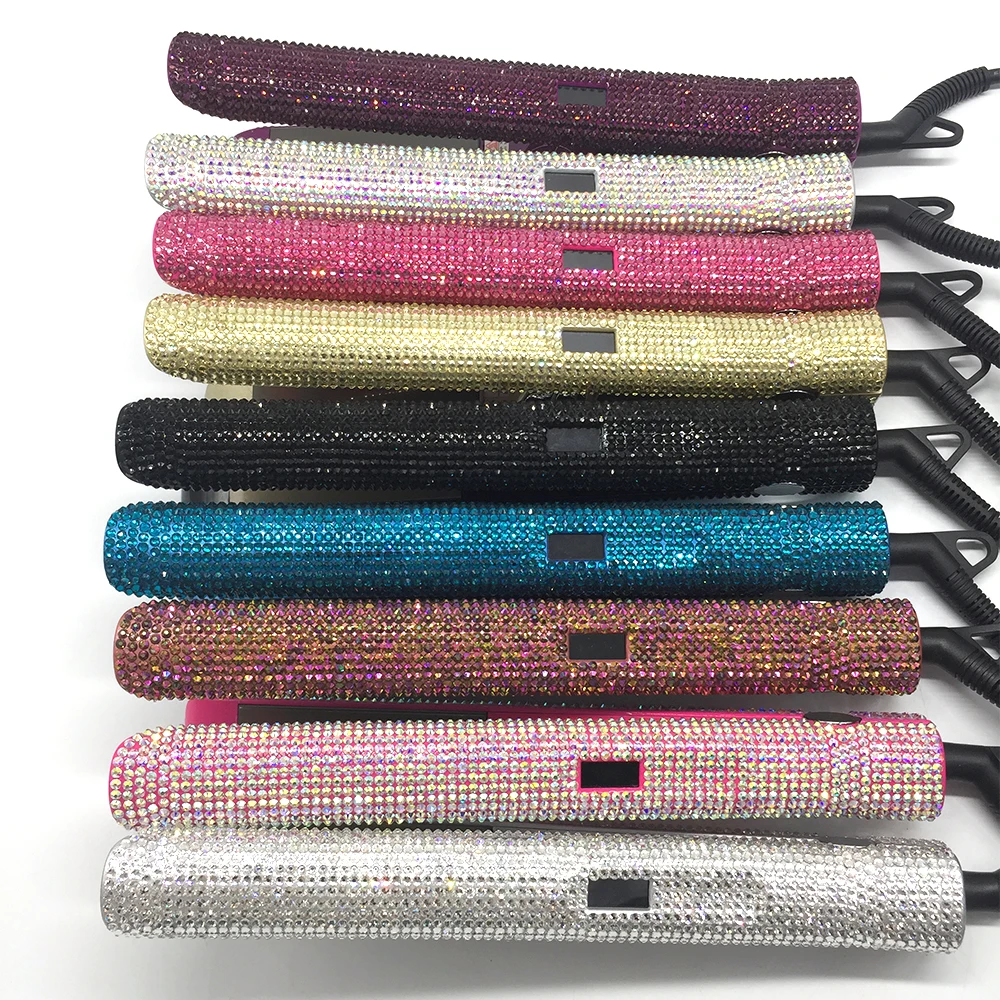 Выпрямитель для волос с кристаллами и ЖК дисплеем|titanium hair straightener|titanium hairstyling tools |