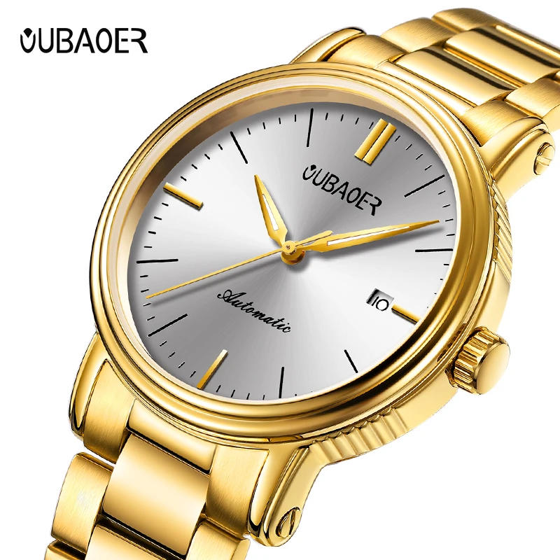 OUBAOER Automatic Mechanical Men Watch Top Brand Luxury Stainless Steel Mens Watches Military Sport Skeleton Male Clock Hot | Наручные