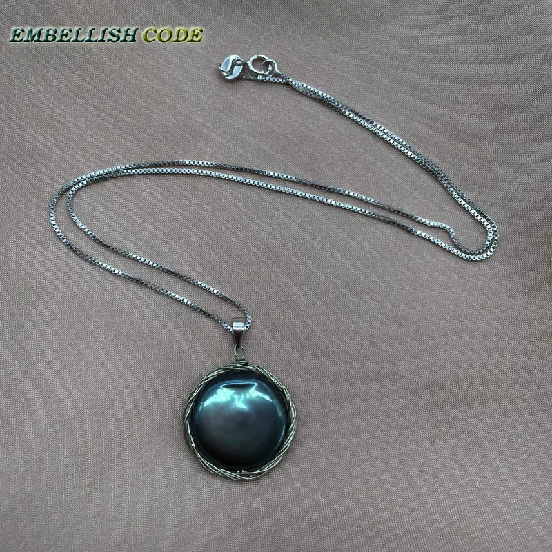 Жемчужное ожерелье ручной работы в стиле барокко плоское круглое серебряное с