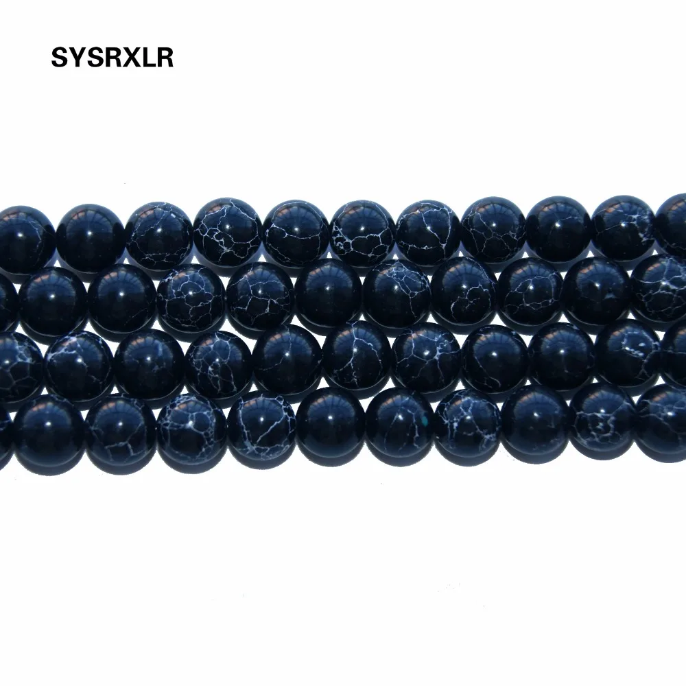 Оптовая Продажа AAA + черный натуральный камень бусины бирюзы для