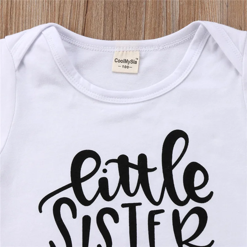 Детская одежда для девочек «Big Sister», «Little Sister», хлопковый комплект одежды летние шорты с длинными рукавами и буквенным принтом комбинезонные костюмы футболка и брюки-юбка с цветочным принтом