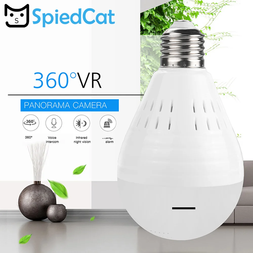1080P Беспроводной IP Камера E27 светодиодный лампы светильник панорамная Wi Fi