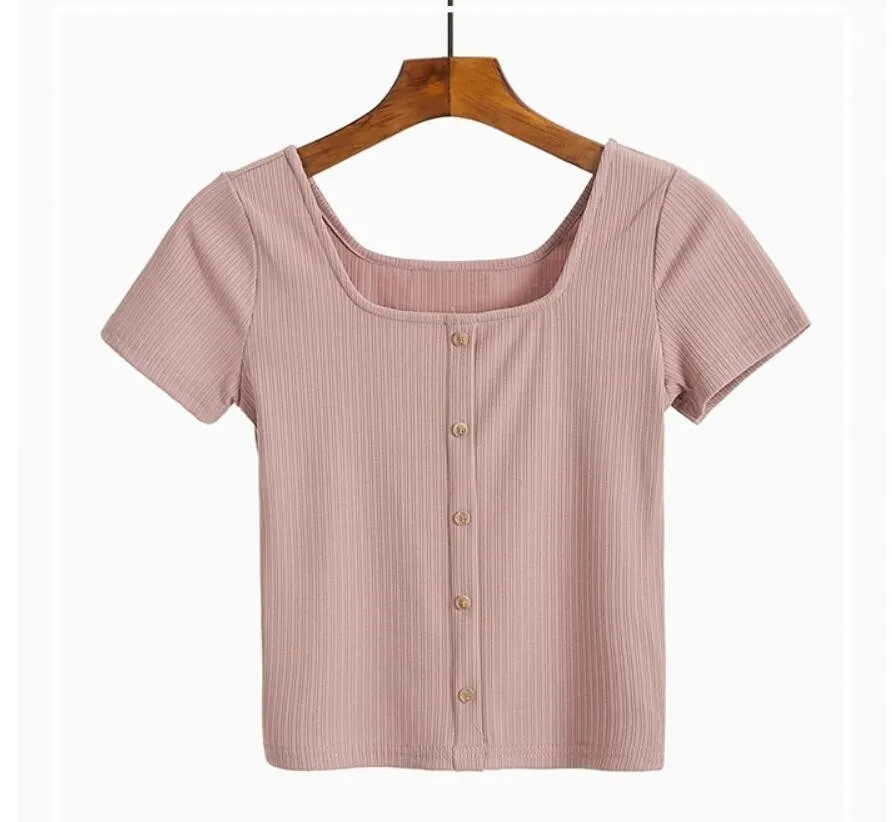 2019 новые летние женские короткий рукав с квадратным воротником для пупка детский