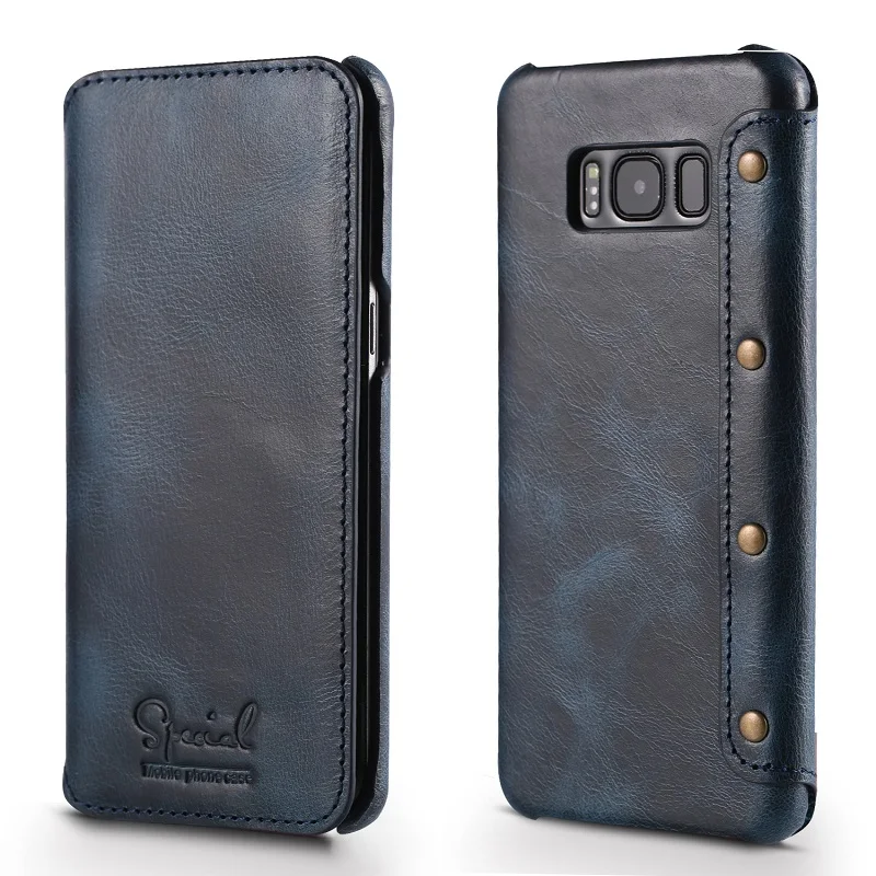 Solque Чехол-книжка из натуральной кожи для samsung Galaxy S8, S9 Plus, S, 8, 9, сотовый телефон, Роскошный Ретро Кожаный чехол-бумажник