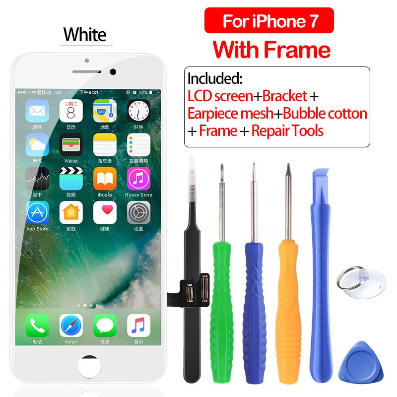 For iPhone 7 White 1 NOHON ЖК-дисплей для Apple iPhone 7 Plus, iPhone 7 Plus, экран, дисплей, полная сборка, дигитайзер, замена AAAA, 3D сенсорный экран с рамкой - Цвет: For iPhone 7 White 1