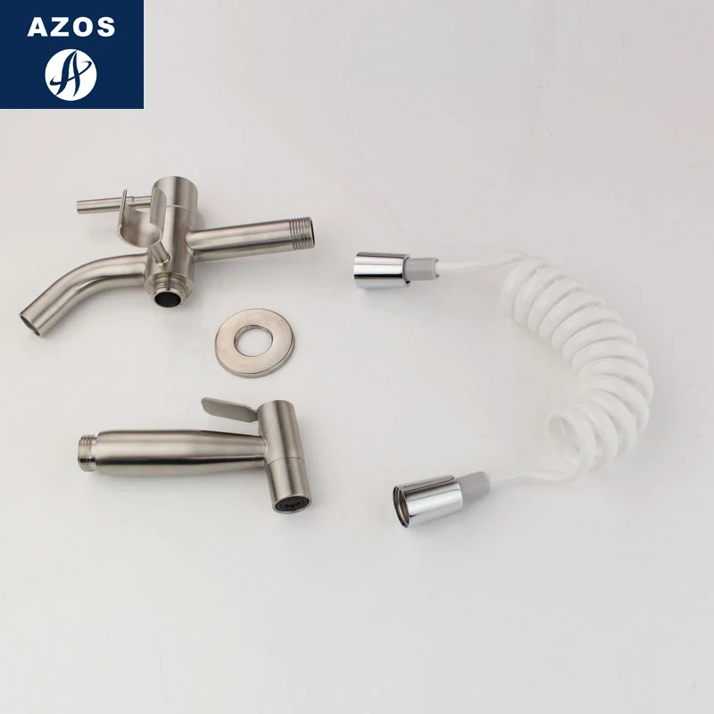 Azos Bidet Faucet Pressurized Sprinkler Head Stainless Steel Cold Water Two Function Washing Machine Pet Bath Sh | Обустройство дома