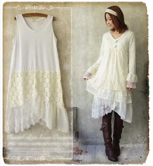 Вязаное крючком вышитое лоскутное шифоновое льняное хиппи винтажное рокабилли