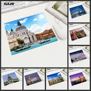 Коврик для мыши XGZ City Building 22*18, маленький коврик для мыши для ноутбука, игрового ПК, офиса, семьи, резиновый Настольный коврик для мыши, коврики для чашек