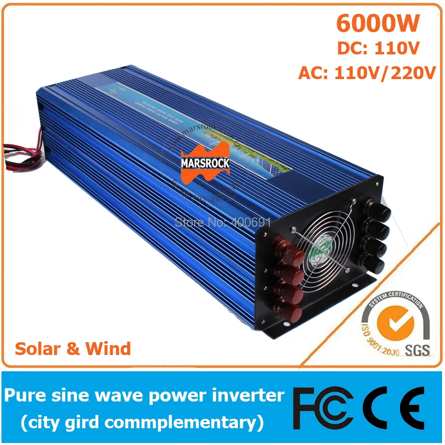 6000 Вт DC110V OffGrid чистая Синусоидальная волна солнечный или ветряной инвертор