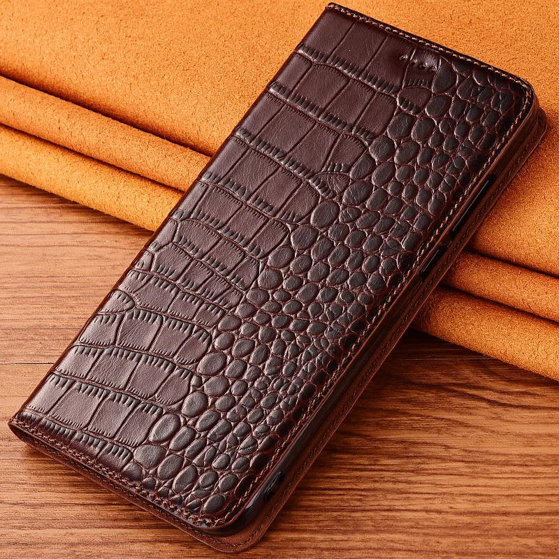 

Crocodile Texture Phone Case Cover For ZTE Blade V8 Lite V9 A6 Genuine Cowhide Leather Flip Stand Phone Case Bag