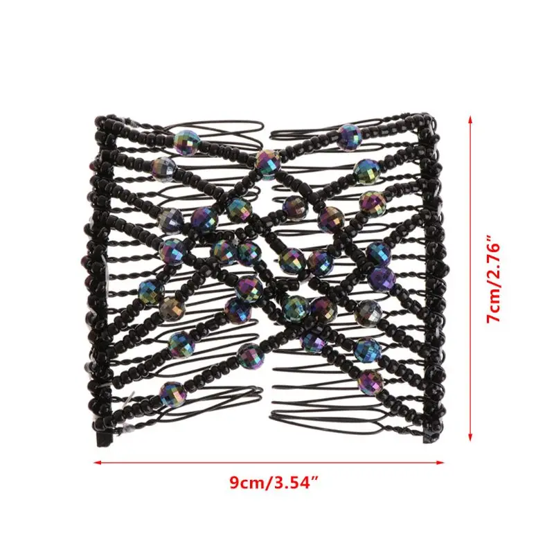 

Fashion Magic Comb Girls Women Hair Clip Elastic Double Beaded Colorful Shower