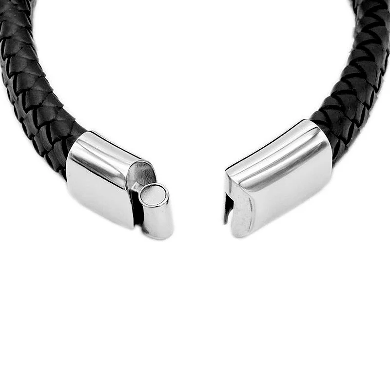 Панк мужские ювелирные изделия черный/коричневый плетеный кожаный браслет из