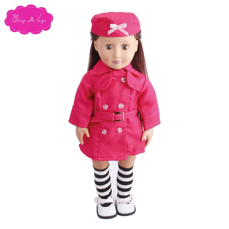 Doll clothes Red purple navy wind suit dress Hat fit 18 inch Girl dolls and 43 cm baby doll accessories c46-c51 | Игрушки и хобби