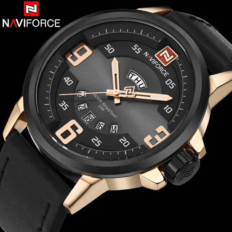 Мужские спортивные часы NAVIFORCE Брендовые мужские кварцевые 30 м водонепроницаемые