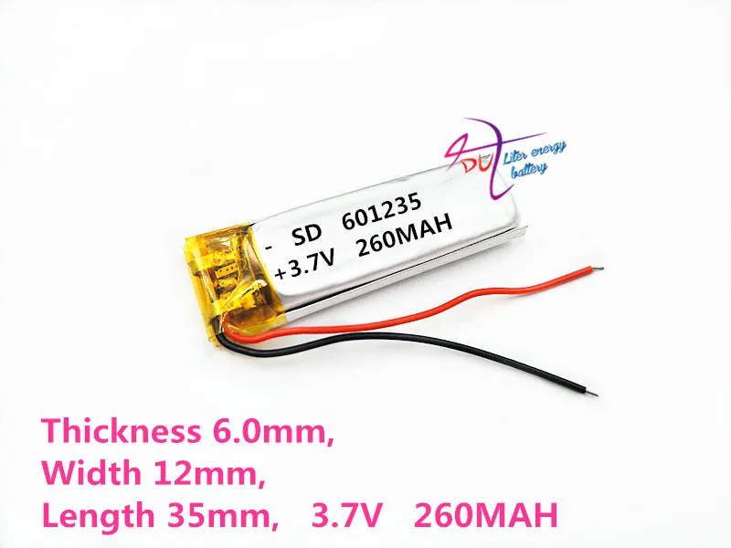 Лучшая батарея бренда 3 7 V литий полимерная 601235 061235 mAh MP3/260 Bluetooth монитор|polymer