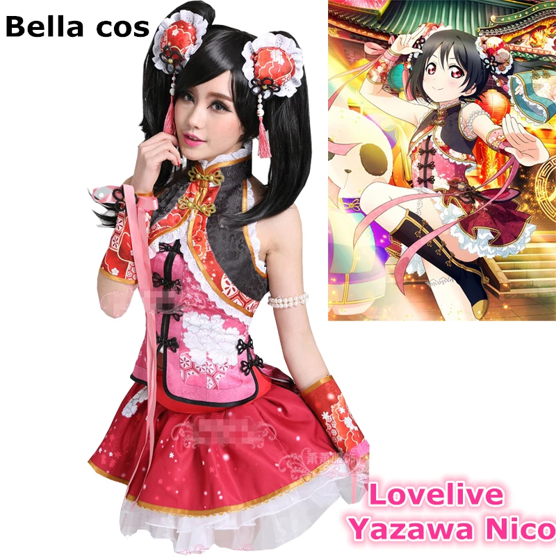 Пользовательский размер Lovelive Ядзава Нико карнавальный костюм cheongsam Chinoiserie платье форма Хэллоуин карнавал аниме одежда наряды