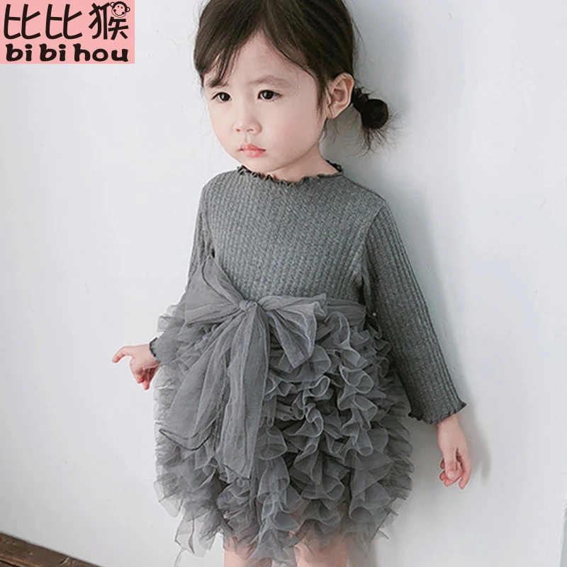 Детское Хлопковое платье пачка с длинным рукавом на возраст 2 4 года|Платья| |