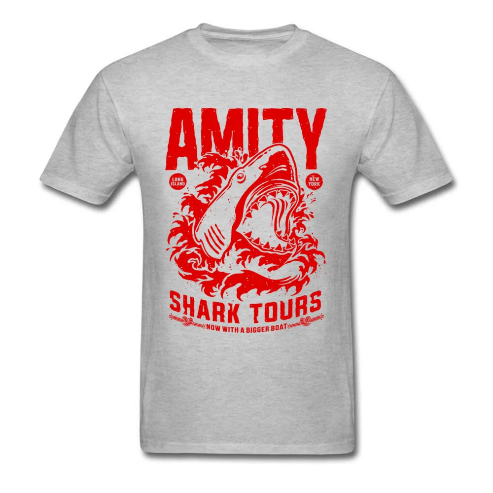 Потрясающая крутая Мужская футболка Amity Shark Tours Красная мужская с рисунком из