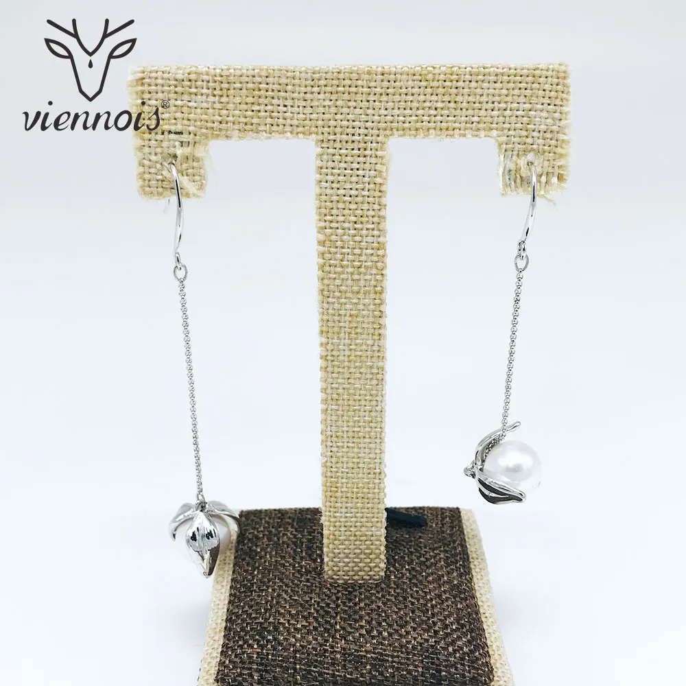 Viennois серебряные серьги с искусственным жемчугом для женщин Свадебные Элегантные