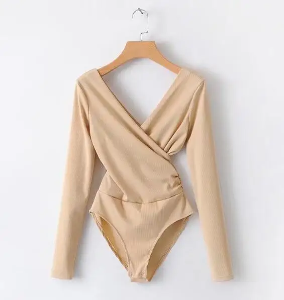 Сексуальное боди с длинными рукавами и перекрестным v-образным вырезом новинка