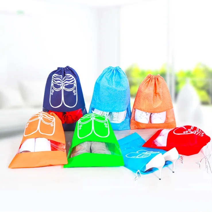 

10 pcs shoes dust cover Home Folding Shoes Organisation waterproof Non-Woven Travel Portable Tote Drawstring dust Bag Cover Case