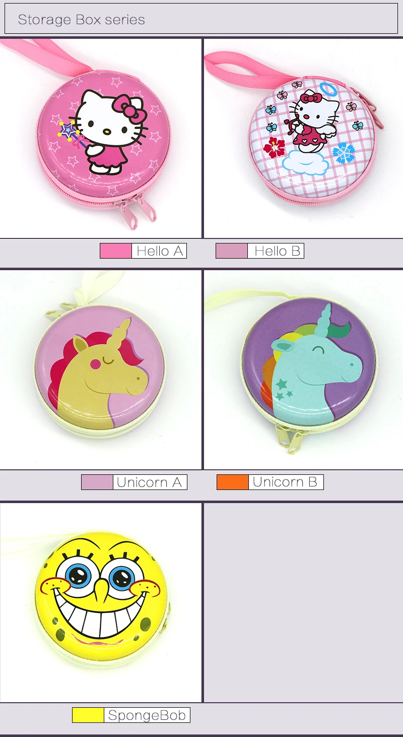 20pc/box Hello Kitty Elastic Hair Bands Unicorn Sponge Bob Storage Box Soft Plastic Cute Cartoon Hair Accessories For Kids Girls