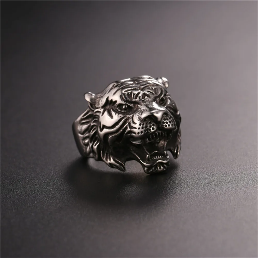 Мужское кольцо в античном стиле с тигром из нержавеющей стали 316L 2017 уникальный