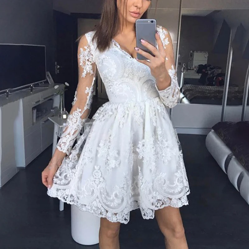 Женское платье женские вечерние кружевное с v-образным вырезом модное