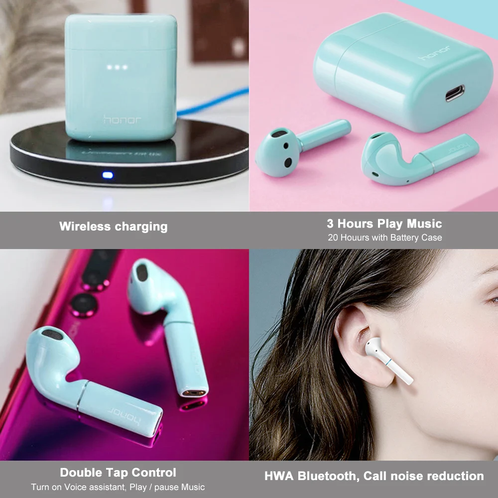 Huawei Honor Flypods беспроводные Bluetooth наушники Hi-Fi наушники аудио водонепроницаемый IP54 управление беспроводным зарядным устройством с микрофоном