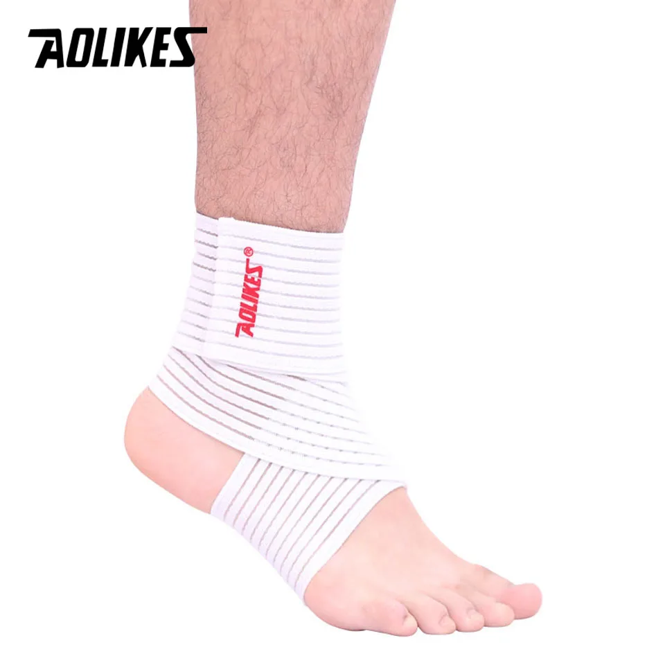 AOLIKES 1 шт. профессиональный спортивный штамм обертывания бинтов Эластичный лодыжки Поддержка колодки Защита лодыжки повязка на лодыжку защита тренажерный зал - Цвет: White