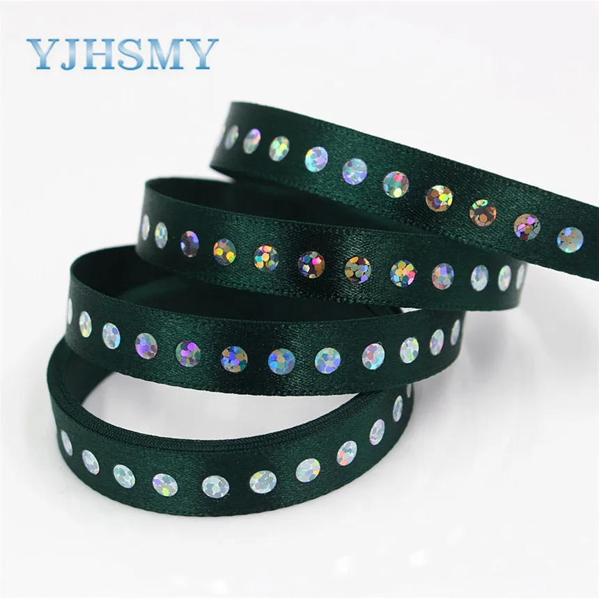 D-18411-619 YJHSMY D-18411-608, 2 ярда, 10 мм чистая лента Белая лента с блестками свадебные аксессуары DIY ручной работы материал День святого Валентина - Цвет: D-18411-619