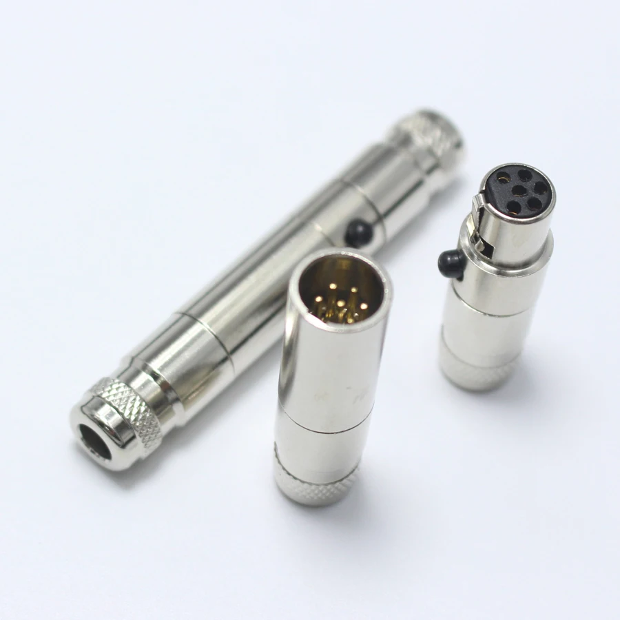 1 пара мини XLR 6 контактный штекер + гнездовой разъем маленький металлический P