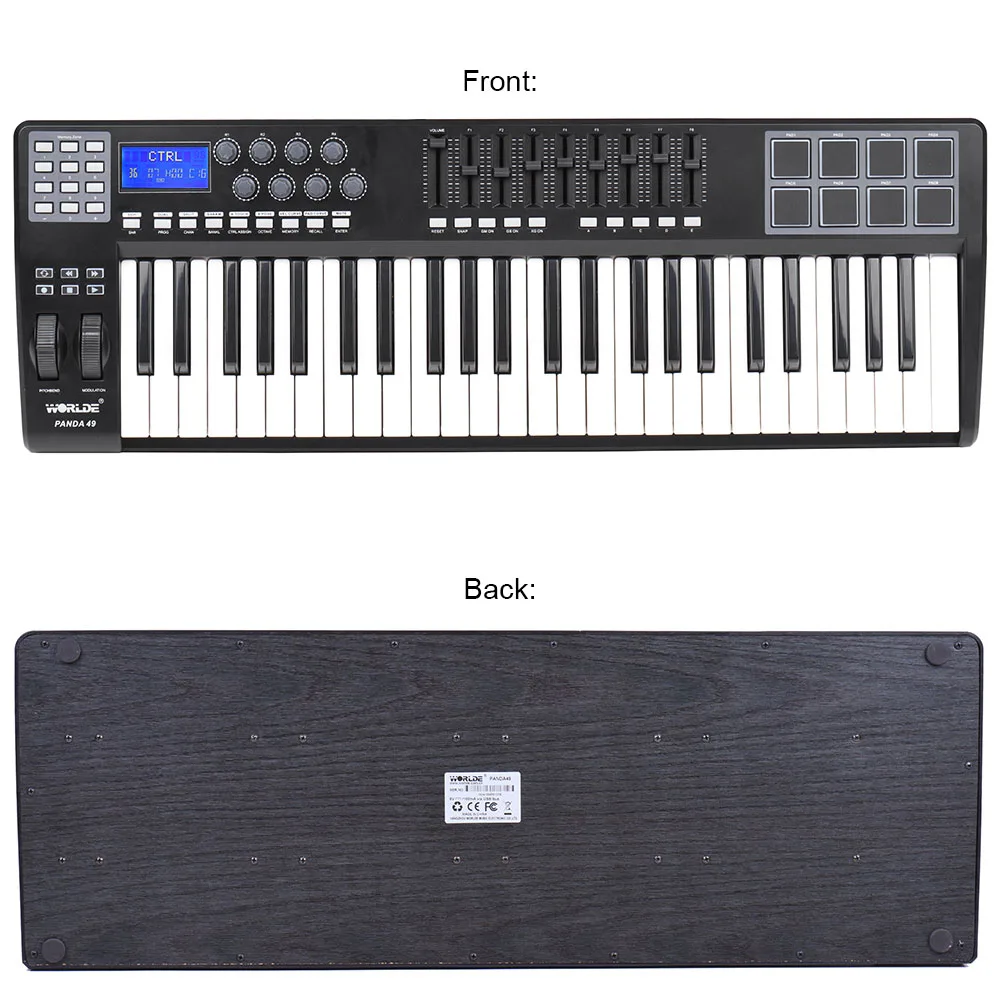 PANDA49 49-клавишная MIDI-клавиатура MIDI-контроль USB-управление ler 8 барабанных колодок с