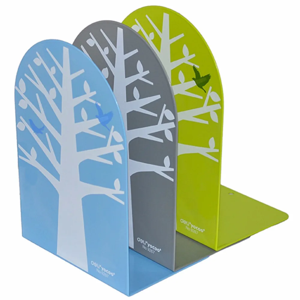 1 пара/лот 3-Color Tree-Imaged Metal Bookend SL00011 | Канцтовары для офиса и дома